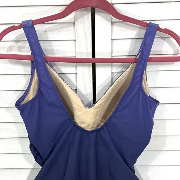 Lands End Slendersuit Swimsuit Size 6 One Piece Blue Ombre - Picture 6 of 12